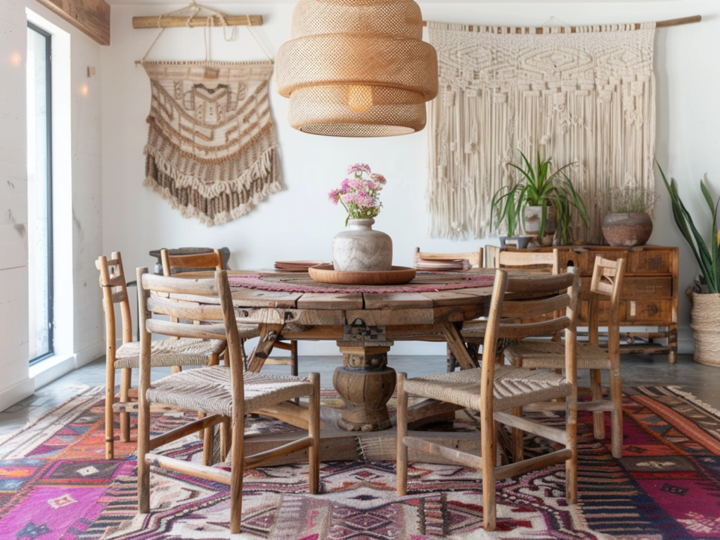10 inspiracji na urządzenie jadalni z dodatkami w stylu boho
