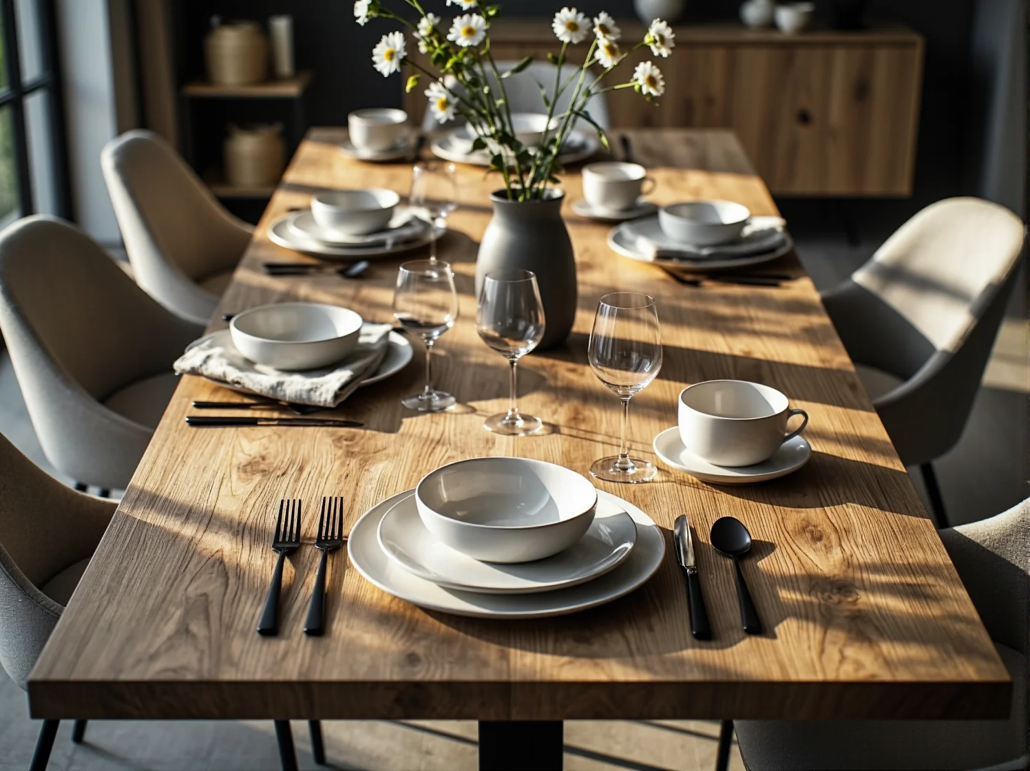 Klientka używa tabletu do wirtualnego dopasowania mebli w pustym pokoju