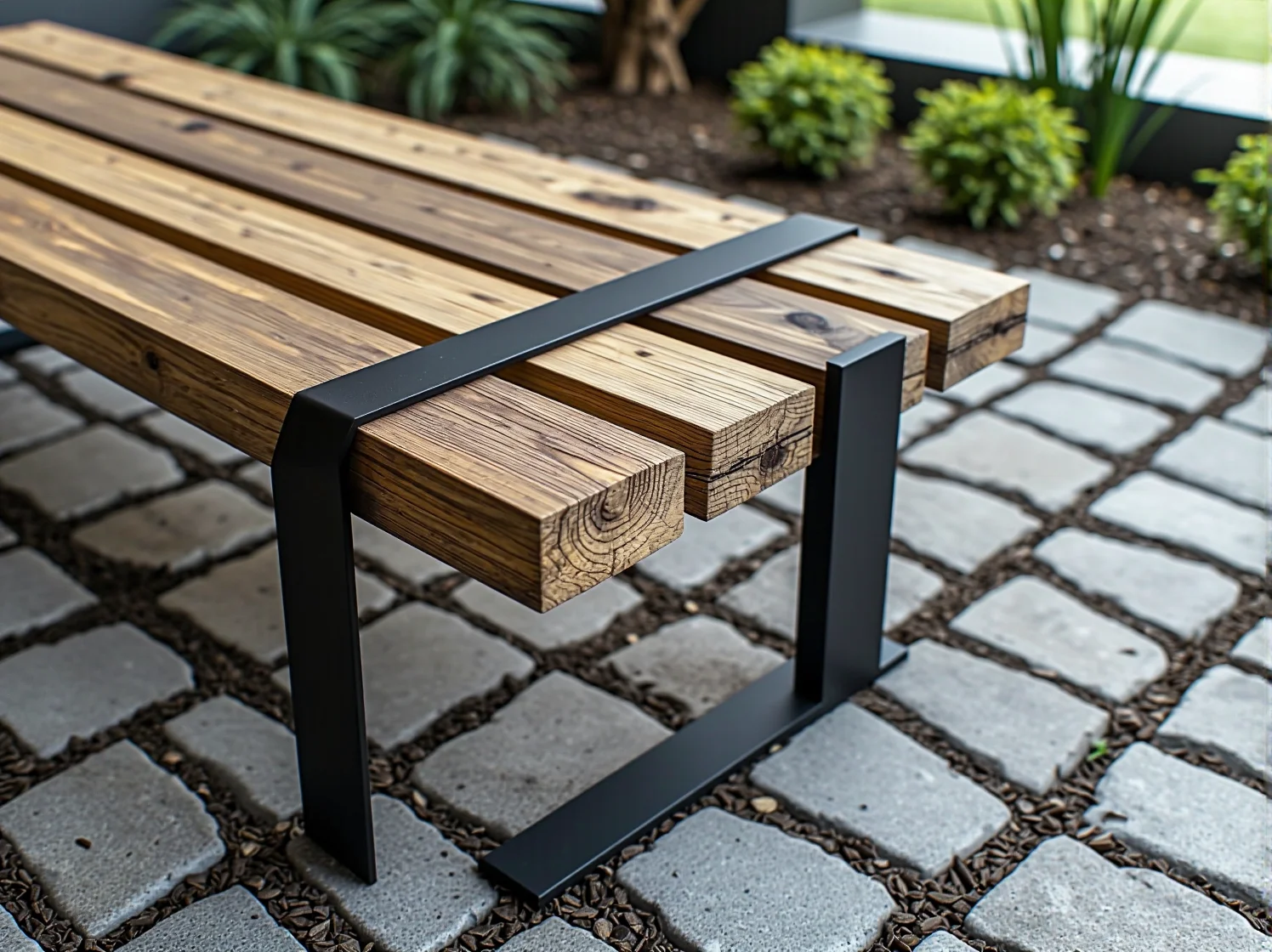 Połączenie surowego drewna i betonu w małej architekturze miejskiej – styl rustykalny