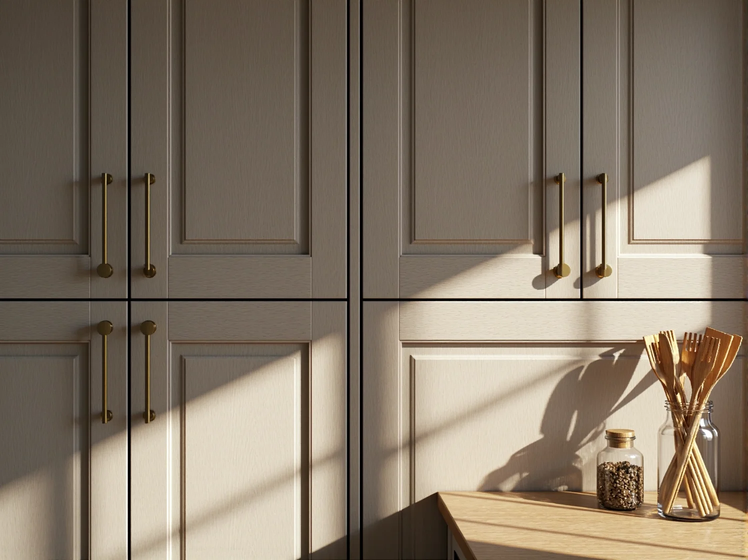 Malowanie szafek kuchennych bezpieczną farbą zero VOC w kolorze szałwiowym