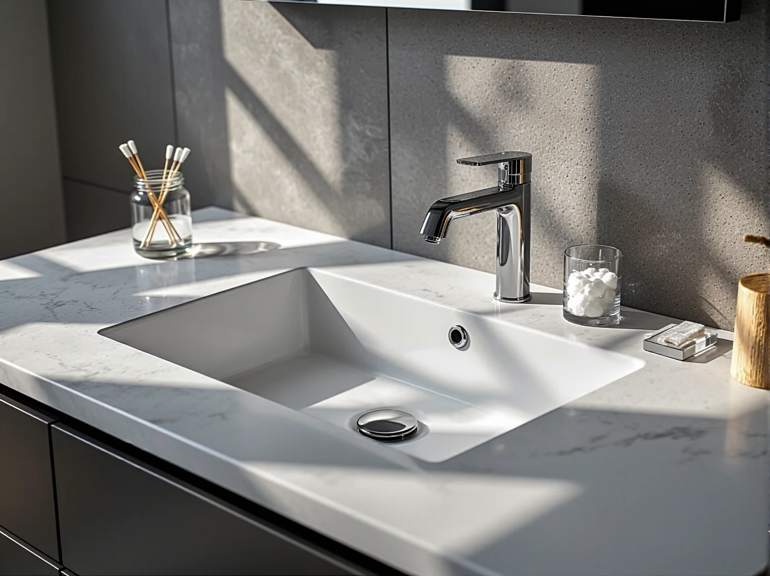 Aplikacja farby renowacyjnej odpornej na wilgoć na szafkę pod umywalkę