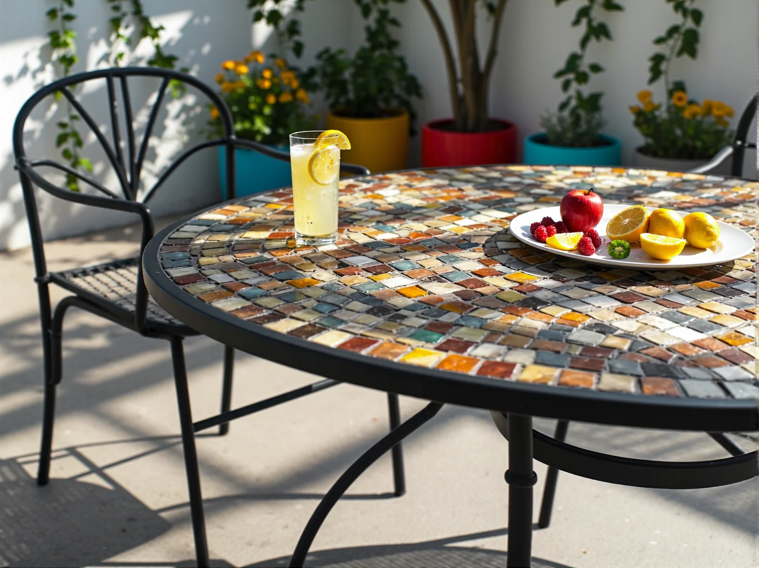 Mały stolik kawowy na balkon i taras w stylu skandynawskim, trwały i łatwy w czyszczeniu