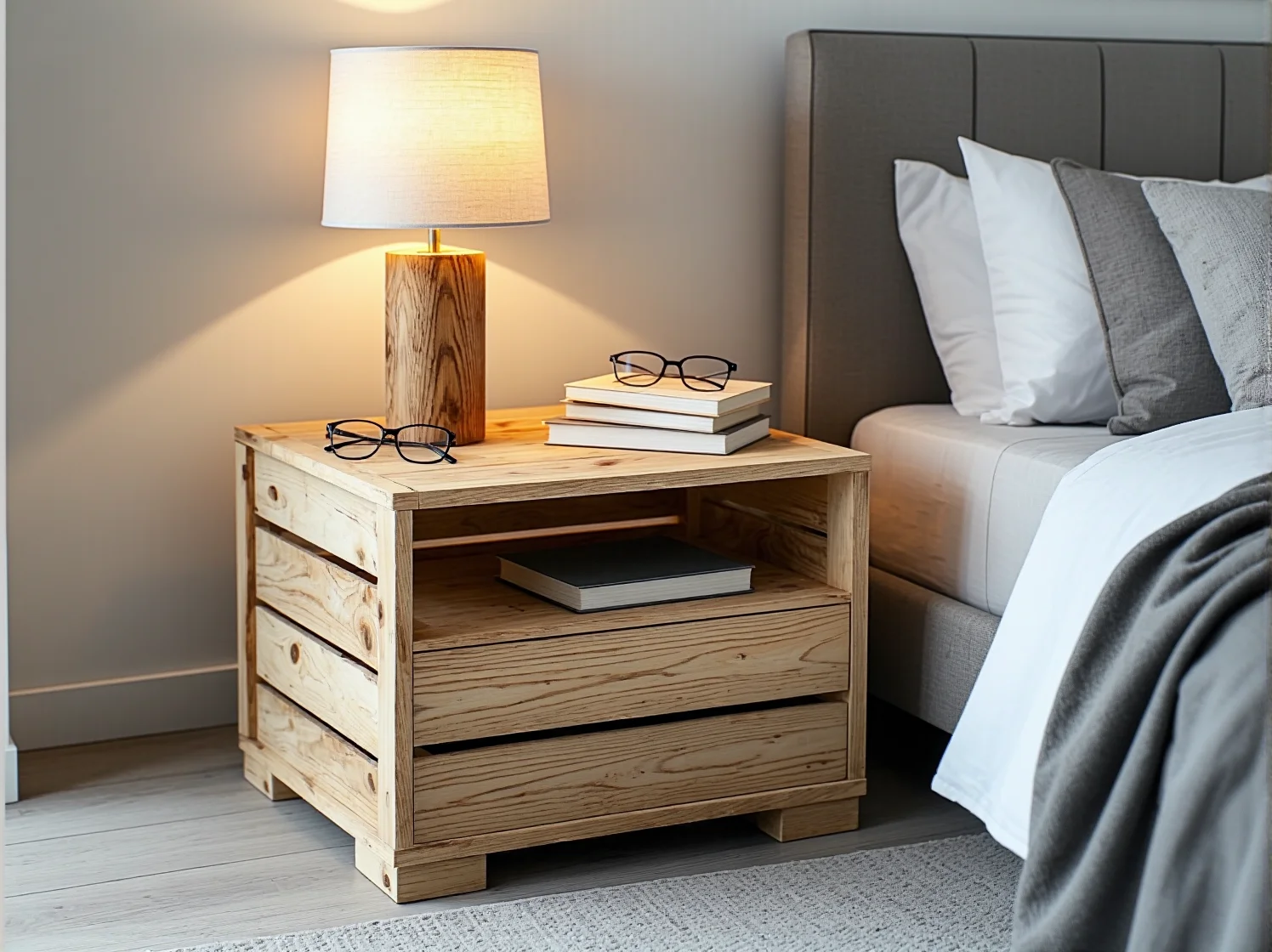 Regał na książki wykonany ze starych skrzynek po owocach w stylu eko