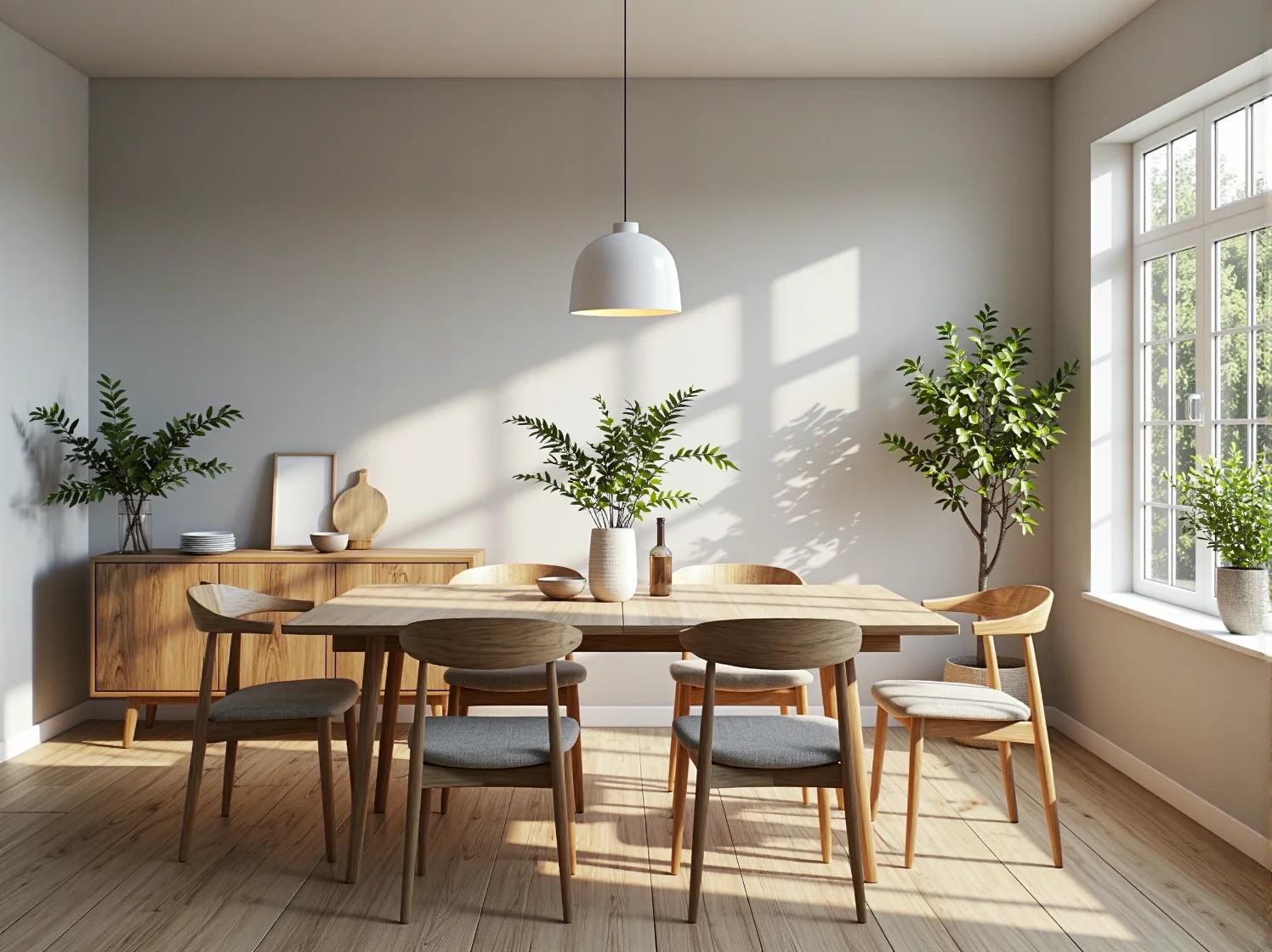 Rozkładany stół skandynawski dąb naturalny z drewnianymi krzesłami