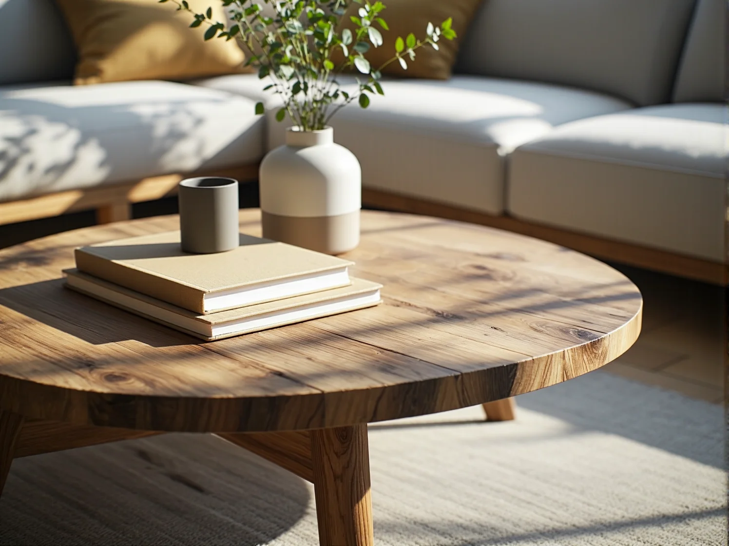 Blat stolika z drewna z odzysku o unikalnej strukturze słojów i olejowanym wykończeniu.