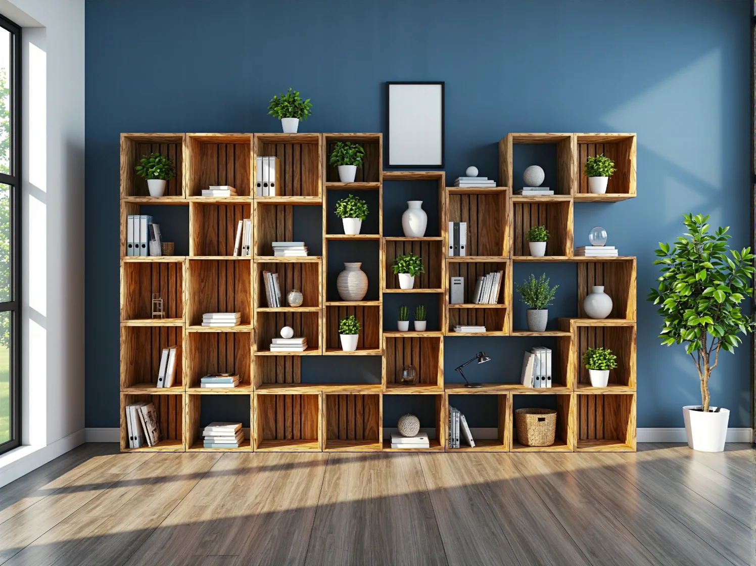 Stolik kawowy z drewnianej skrzynki na kółkach jako element wystroju wnętrz