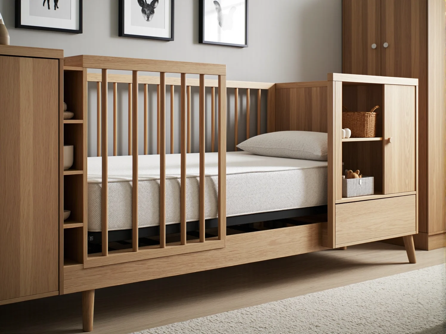 Wielofunkcyjne łóżko piętrowe z biurkiem do małego pokoju dziecięcego, oszczędność miejsca.